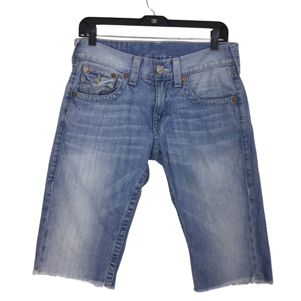 True Religion Shorts Women’s 29 Blue Cut Off Denim Jean Short Jorts Light Wash